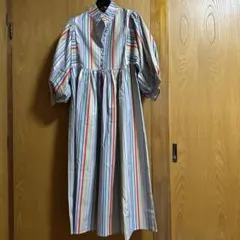 HAIKARA ストライプ 長袖 シャツワンピース