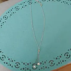 ロングネックレス パール付き シルバー調