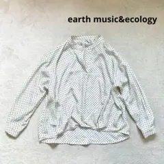 【アースミュージックアンドエコロジー】F 長袖ブラウスシャツ　ドット柄