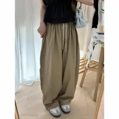 【新品】ゆるダボカジュアル ワイドパンツ モカ