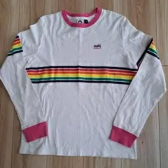 X-girl　エックスガール　長袖シャツ　ホワイト　レインボー　ストライプ　S