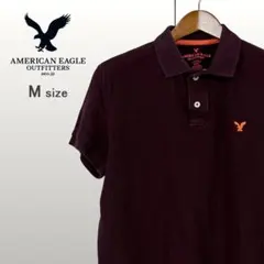 AMERICAN EAGLE 半袖 ポロシャツ 刺繍 バーガンディ M 0171のサムネイル