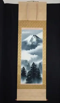 赤富士飛鶴図 掛軸 岳村 肉筆 日本画 縁起物 床の間 - メルカリ
