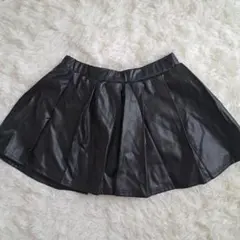 SHEIN ブラック フレアスカート 12Y レザー