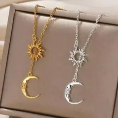 ネックレス 金属アレルギー ラスト1太陽と揺れる月 高品質サージカルステンレス
