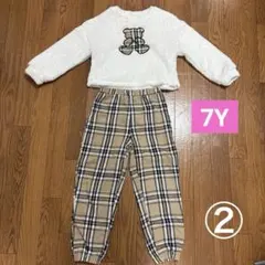SHEIN くま　フリーストレーナー　チェックパンツ　セットアップ　7Y②