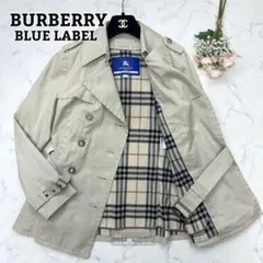 【バーバリーブルーレーベル】ライナー付 トレンチコート ノバチェック ロゴボタン
