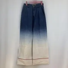 レディースグラデーションデザイン ワイドレッグデニムパンツ Sのサムネイル