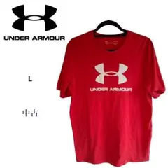 UNDER ARMOUR Tシャツ Lサイズ 赤 ロゴ レディース 中古/美品