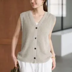 Spick & Span 麻混 ノースリーブ ニット ベスト Spick & Span 麻混 ノースリーブ ニット ベスト - メルカリ