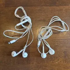 Lightning接続 ホワイト有線イヤホン 2セット