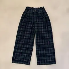 ネイビー・グリーン チェック柄 長ズボン ポケットあり
