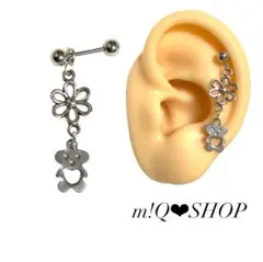 軟骨ピアス フラワー枠 ミニベアー ハート