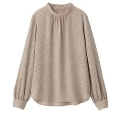 り様専用　GU・ドットスタンドカラーブラウス・ベージュ