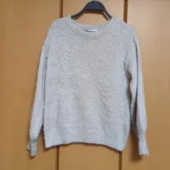 GU フワフワシャギー 長袖ニット Mサイズ ライトグレー