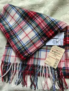 無印良品　MUJI　ウール チェック柄マフラー 25✕180cm　未使用タグ付き
