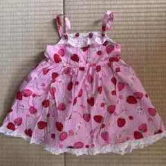 メゾピアノ mezzo piano いちご柄ノースリーブワンピース 100