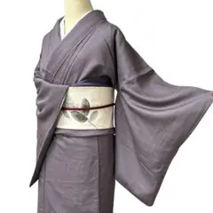 A162愛華 着物 色留　鳩羽色　正絹　美品