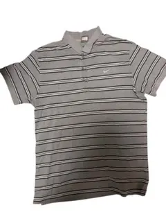 Nike グレー ストライプ ポロシャツ サイズLL