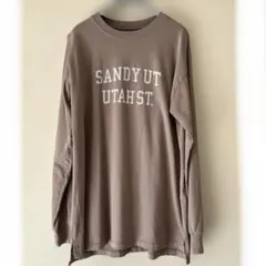シユーラルー USAコットン プリントロンTサンドベージュ 長袖Tシャツ L