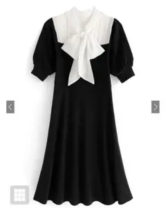 GRL シアーボウタイドッキングフレアワンピース Lサイズ