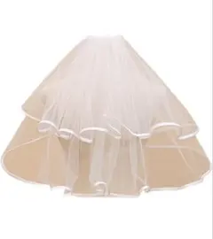 【上品】二重フリルヘッドベール 70cm 結婚式花 嫁パーティー軽量