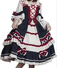 ロリータワンピース　ネイビー フリル　白雪姫　Mサイズ
