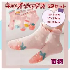 子ども用 靴下 5足セット キッズソックス 通園 通学 女の子 かわいい イチゴ
