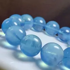 ALLSALE☆希少な大玉☆色濃く透明度高☆プレミアムアクアマリンブレスレット
