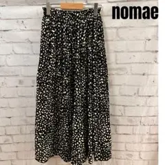 【美品】nomae ドット柄プリーツスカート ブラック ウエストゴム Mサイズ