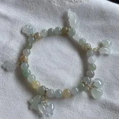 限定価格　ミャンマー産天然本翡翠　A貨　氷種　飴色　ブレスレット　チャーム6点付