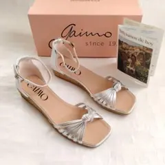 gaimo ガイモ　スペイン　エスパドリーユレザーサンダル　シルバー　39　本革