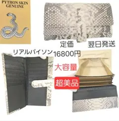 パイソン 大容量 ギャルソン ヘビ革 本革 本皮 蛇革 金運 風水 　開運