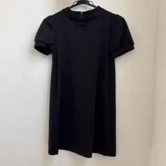 ブラックリボン付き半袖ワンピース