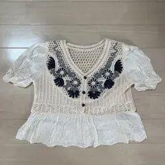 ソニョナラ SONYUNARA ニット刺繍レースブラウス 韓国のサムネイル
