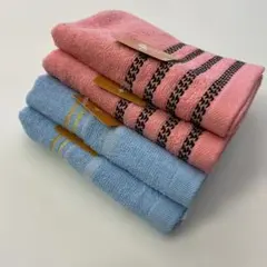 甘撚り糸 チェック柄 フェイスタオル 4枚セット 約34×78cm 綿100％のサムネイル