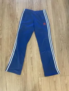 adidas 青 ストライプ　トラックパンツ