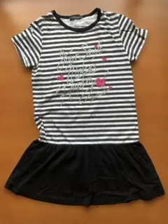 Blue Cross girls 半袖ワンピース ボーダー柄黒 LL 165cmのサムネイル