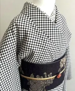 小紋☆袷☆洗える着物☆グレンチェック☆未使用品 - メルカリ