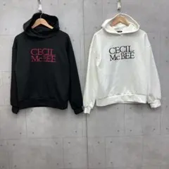 CECIL McBEE セシルマクビー パーカー ロゴ刺繍 2点セット M 白黒