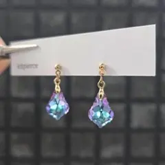 No.557 ブルーパープル 煌めきゆらゆらドロップピアス イヤリング