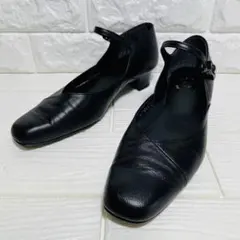 【美品】HIMIKO ウォーターマッサージ 本革メリージェーンパンプス23 黒