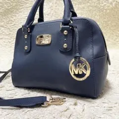 【良品】マイケルコース　2way ショルダーバッグ　レザー　紺　ゴールド金具