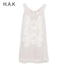 H.A.K ノースリーブ ワンピース シフォン パール グレー レディースのサムネイル