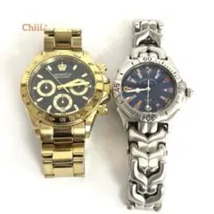 腕時計 メンズ 2点セット クォーツ ゴールド シルバー まとめ売り