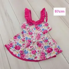 マザウェイズ　花柄フリル水着（女の子用）97cm