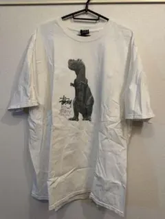 STUSSY Tシャツ XL ステューシー 恐竜 プリント ホワイト ストリート