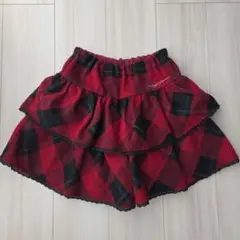 mezzo piano　赤×黒チェック柄キュロットスカート 140㎝