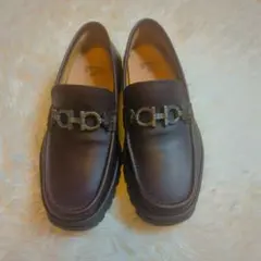 フェラガモ ローファー ガンチーニ 7 メンズ 本革 ビット ダークブラウン