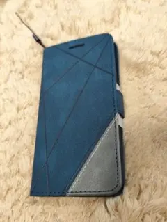 新品iPhone13専用手帳型ケースレザーカバーブルー